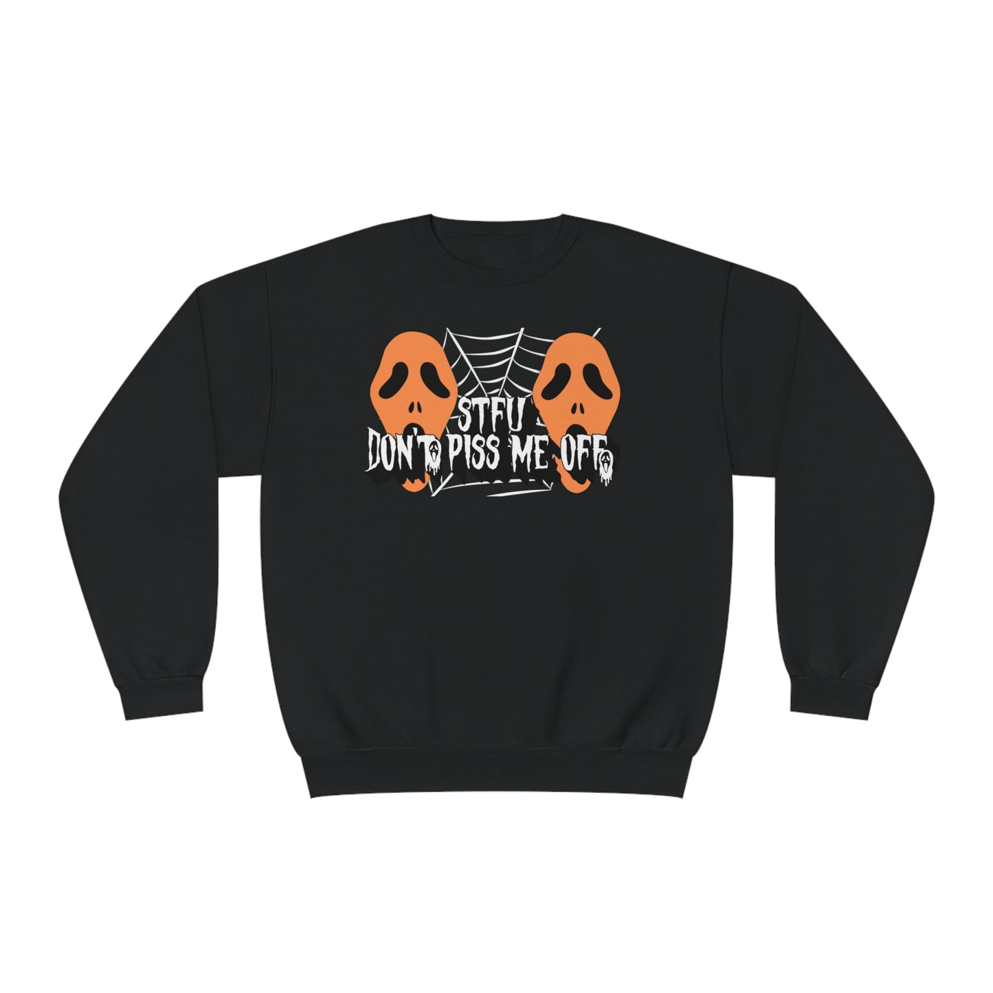 Funny Quote halloween STFU Sweatshirt, Gift for Sarcastic Friend, Crewneck Jumper, Humorous Pullover, Unisex Apparel