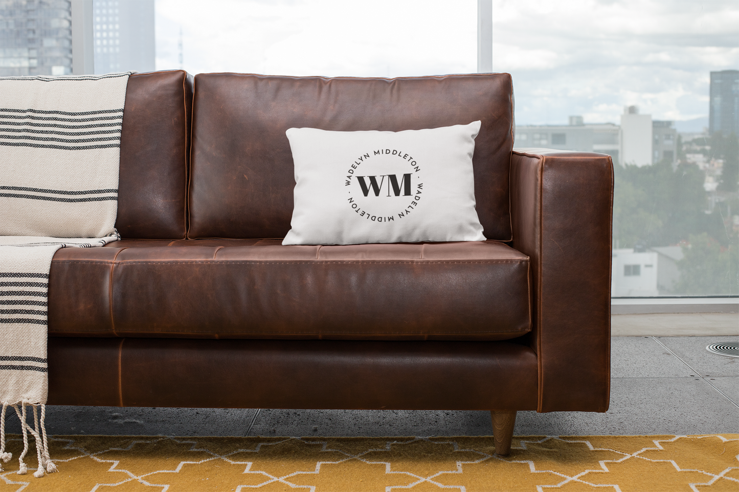 Circle Monogram and Name Pillowcase