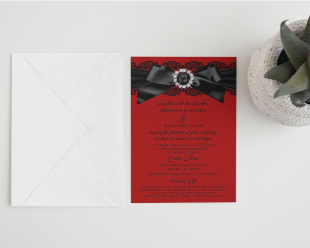 Ribbon Wedding Invitations 5"x7"