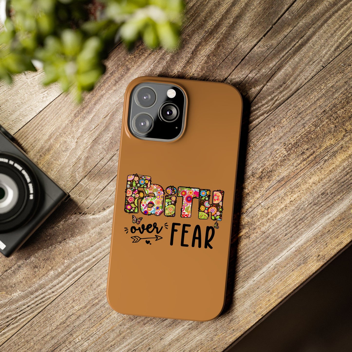 Faith Over Fear Slim Phone Case - Christian Fashion Gifts for Christmas, Religious Phone Cover, Inspirational Smartphone Case, Christian