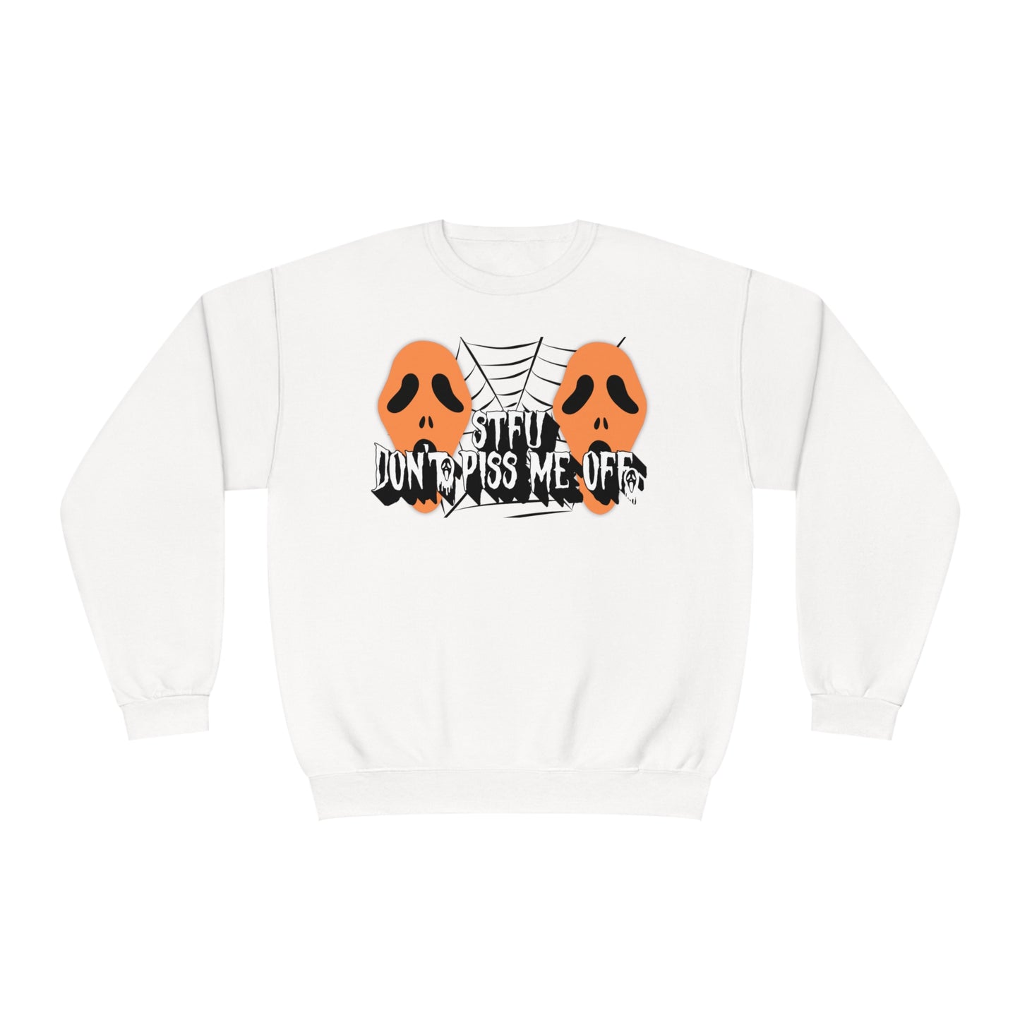 Funny Quote halloween STFU Sweatshirt, Gift for Sarcastic Friend, Crewneck Jumper, Humorous Pullover, Unisex Apparel