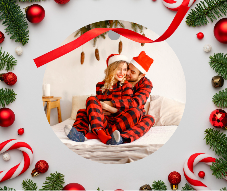 Merry Christmas Photo Ornament - 3.5 inch round