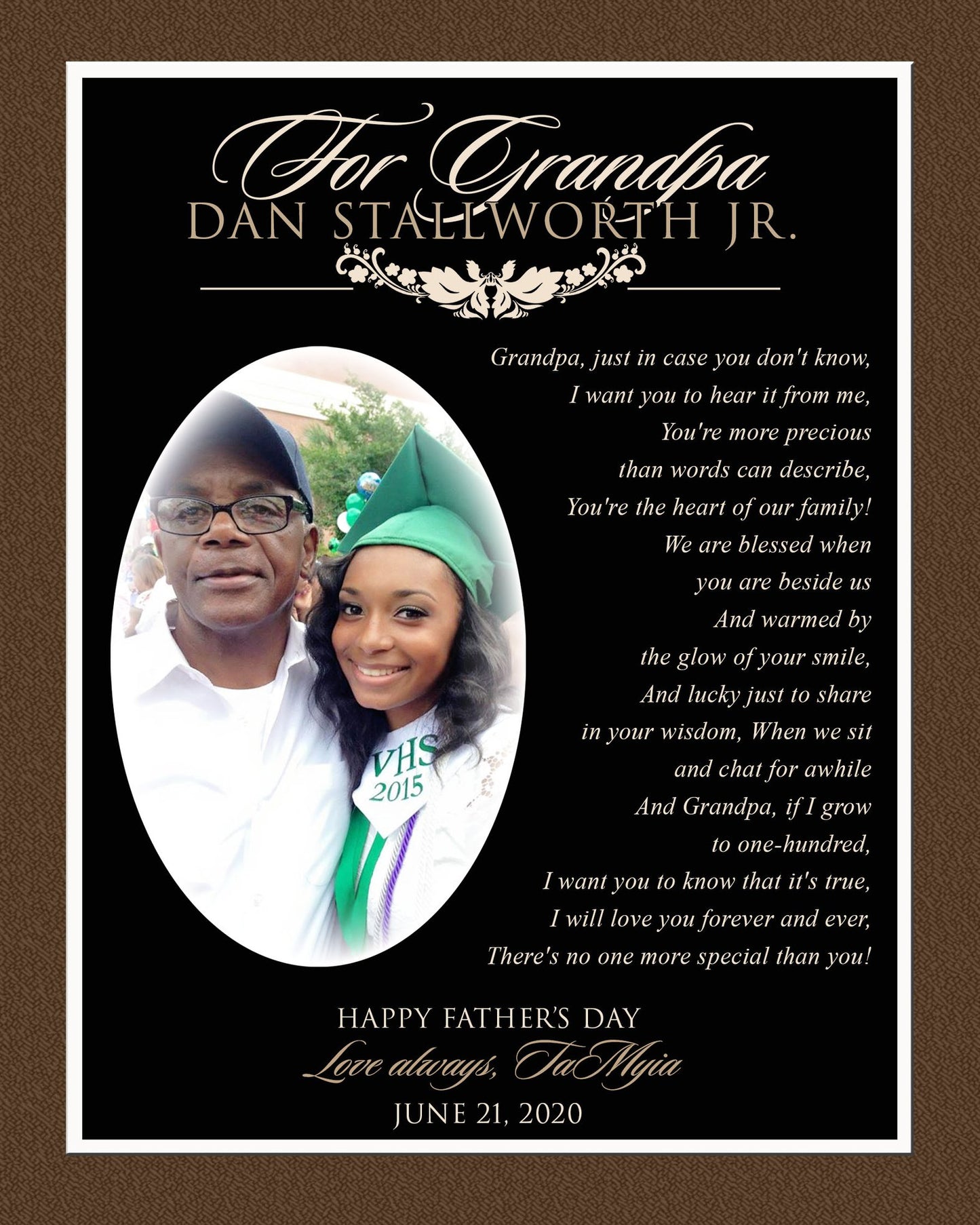 Custom Father's Day Plaques FRAME INCLUDED