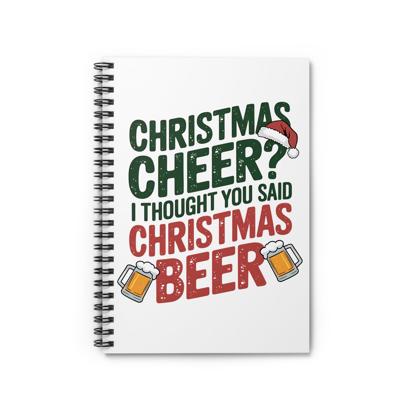 Christmas Beer Notebook - Ruled Line, Journal, Planner, Gift, Christmas Party Stationery, Holiday Office Supplies