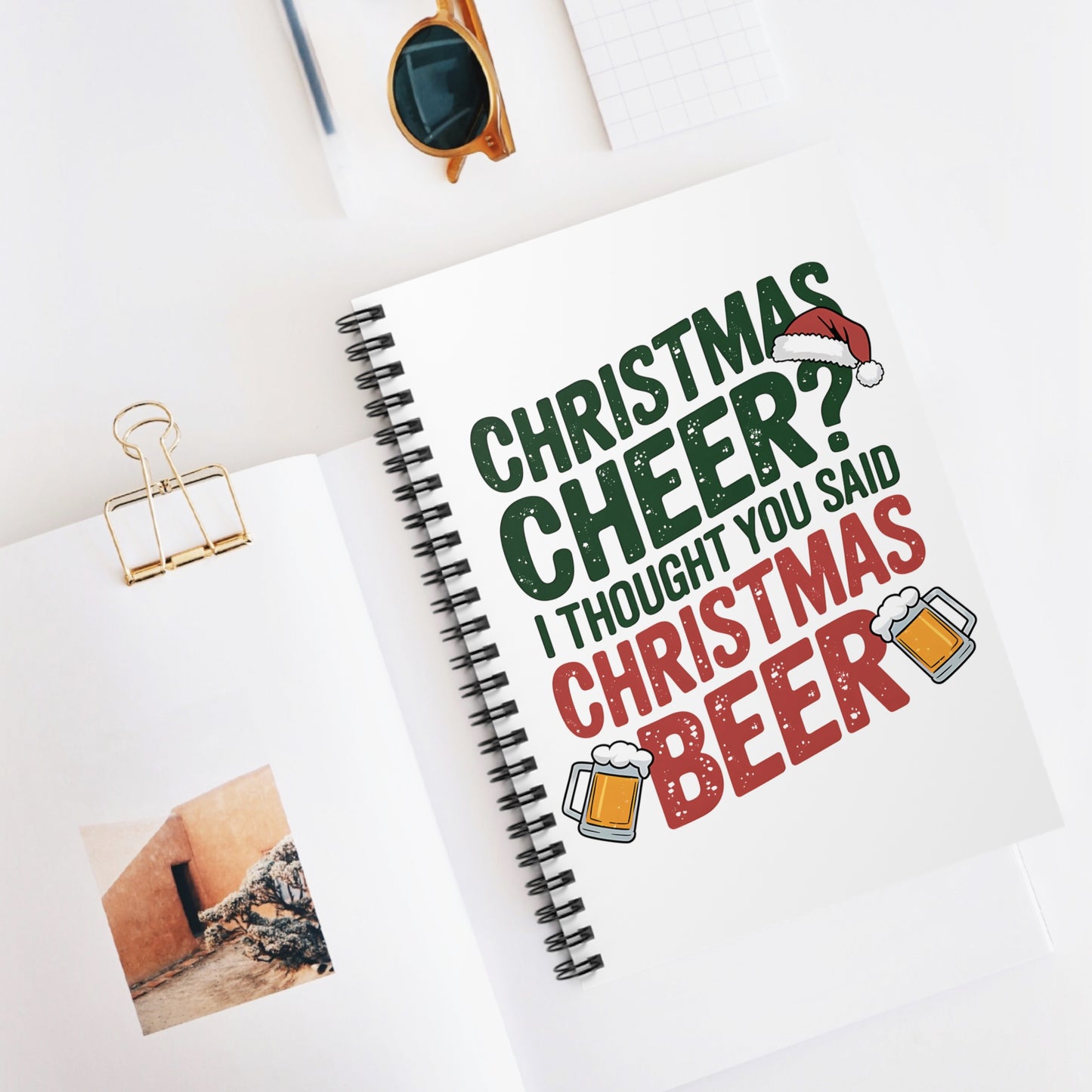 Christmas Beer Notebook - Ruled Line, Journal, Planner, Gift, Christmas Party Stationery, Holiday Office Supplies