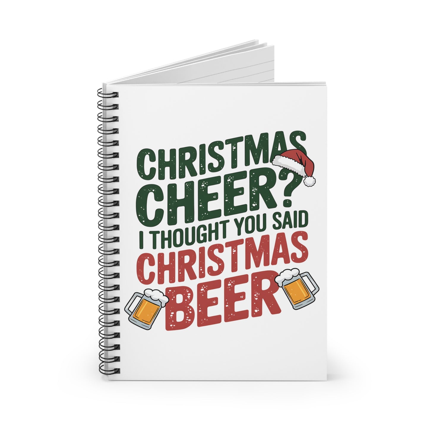 Christmas Beer Notebook - Ruled Line, Journal, Planner, Gift, Christmas Party Stationery, Holiday Office Supplies