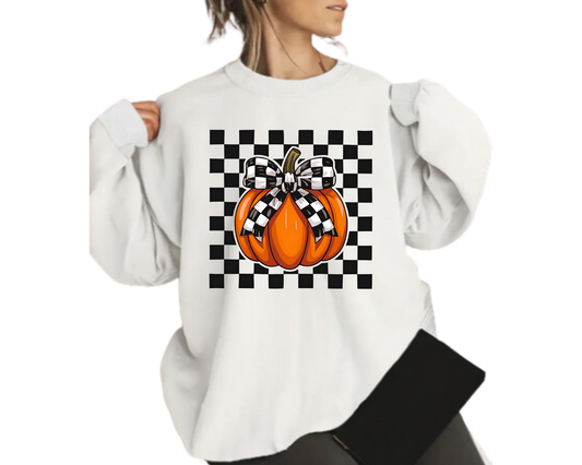 Cozy Checker Fall Sweatshirt – Pumpkin, and Autumn Vibes, toddler, baby