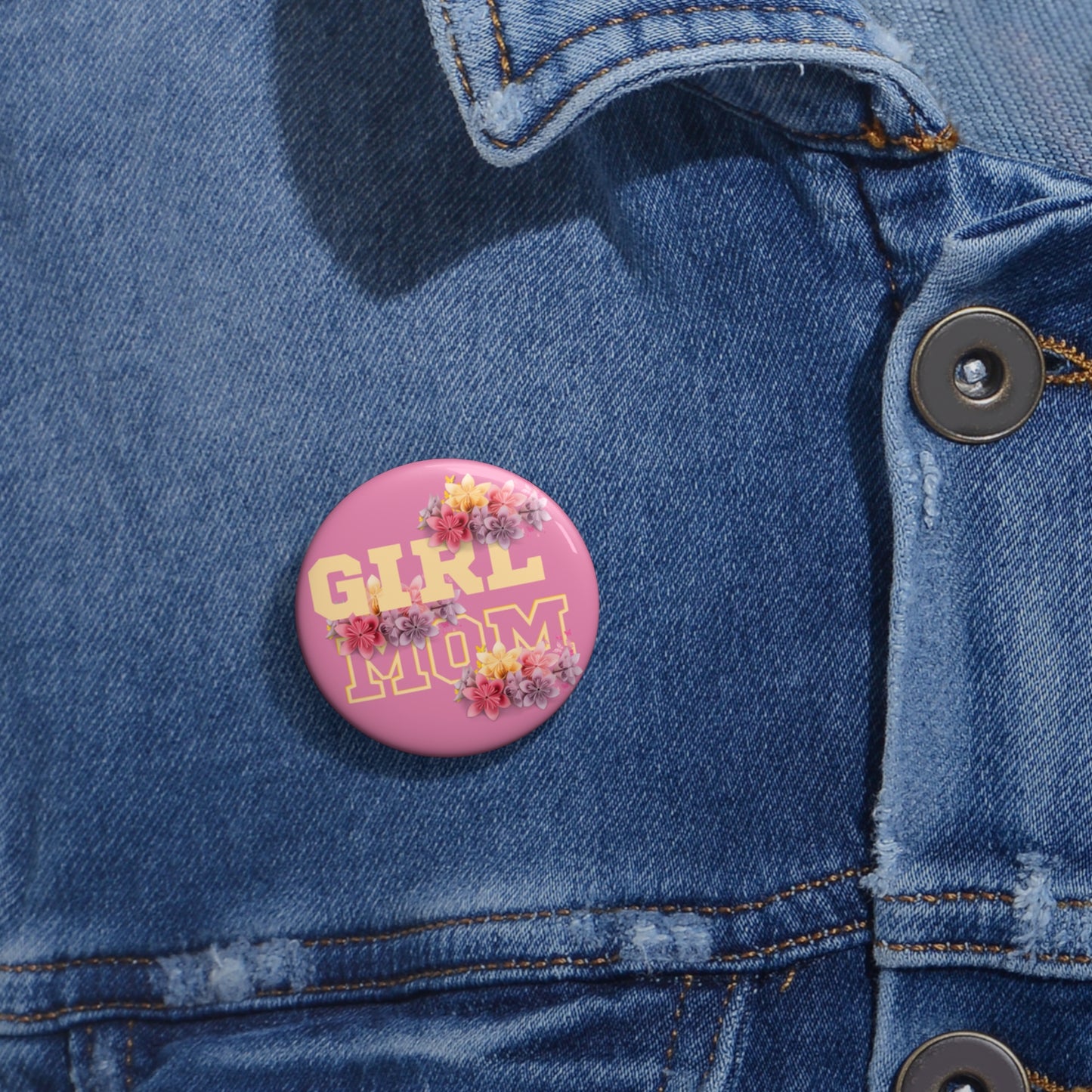 Girl Mom Custom Pin Buttons, babyshower Pin for Mother
