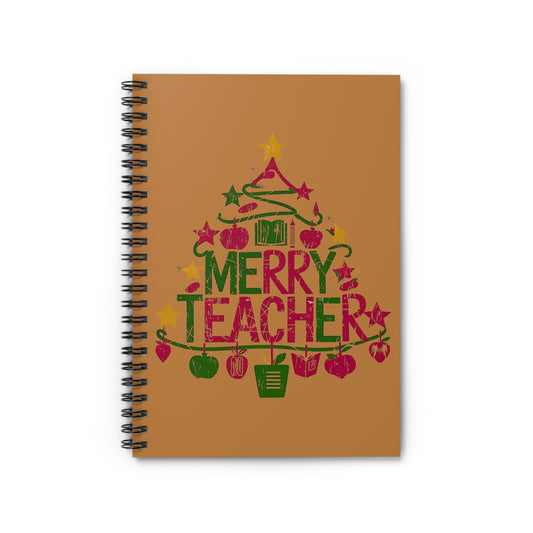 Teacher Spiral Notebook - Ruled Line, Merry Teacher Journal, Holiday Gift for Teacher, Teacher Appreciation Gift, School Supplies, Classroom